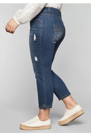 Sheego Slim Fit Jeans in 7/8-Länge mit Destroyed-Effekten, , Gr.40