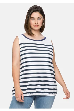 Sheego Tanktop mit Ringeln und Rückenausschnitt, , Gr.40