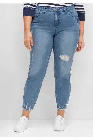 Sheego Schmale 7/8-Jeans mit Destroyed-Effekten, , Gr.42