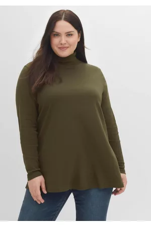 Sheego Langarmshirt mit Rollkragen, in A-Linie, , Gr.44/46