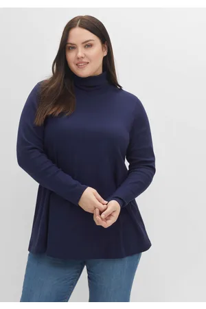 Sheego Langarmshirt mit Rollkragen, in A-Linie, , Gr.40/42