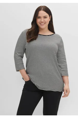 Sheego 3/4-Arm-Shirt mit garngefärbten Ringeln, , Gr.40/42