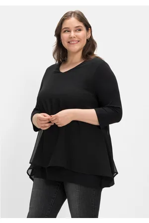 Sheego Blusenshirt mit Chiffon, doppellagig, , Gr.40/42