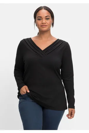 Joe Browns Langarmshirt mit Zierfalten am V-Ausschnitt, A-Linie, , Gr.40/42