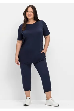 Sheego Sporthose in 3/4-Länge mit Bündchen, aus Sweat, , Gr.56