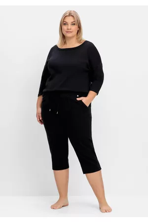 Sheego Gerade Relaxhose in Caprilänge, mit Bindeband, , Gr.54