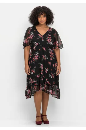 Joe Browns Chiffonkleid mit Blumendruck und Flügelärmeln, , Gr.40