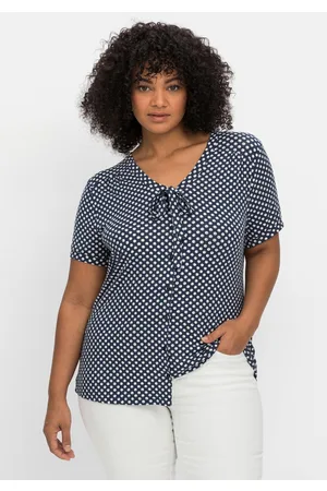 Joe Browns Shirt mit Pünktchen und Bindeband am Ausschnitt, , Gr.40/42