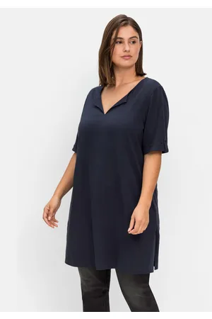 Sheego Longshirt mit geschlitztem Ausschnitt, , Gr.40/42
