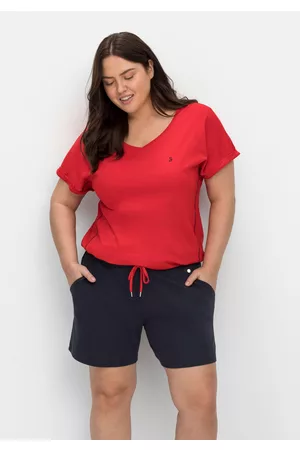 Sheego Relaxshorts mit Kontrastdetails, aus weichem Interlock, , Gr.40