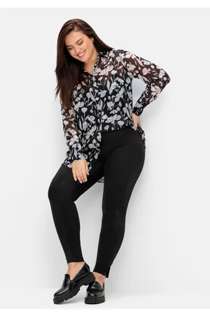 Sheego Leggings in Velourslederoptik vorn, , Gr.46