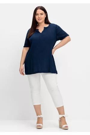 Sheego Schmale 7/8-Hose mit Gummibund, aus Twill, , Gr.44