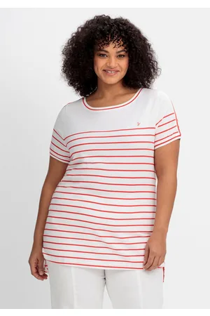 Sheego Ringelshirt mit Kontrastdetails, , Gr.48/50