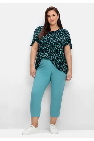 Sheego Schmale 7/8-Hose mit Gummibund, aus Twill, , Gr.56