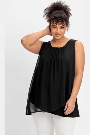 Sheego Doppellagiges Top aus Chiffon und Jersey, , Gr.40