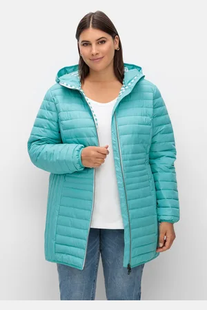 Sheego Leicht wattierte Longsteppjacke mit Kapuze, , Gr.48