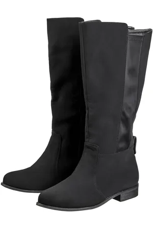Sheego Weitschaftstiefel mit Stretcheinsatz, Velourslederimitat, , Gr.37