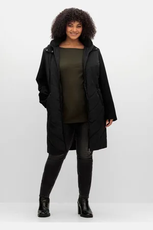 Sheego Lange Steppjacke mit Kapuze, im Materialmix, , Gr.48