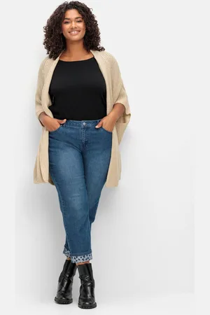 Sheego Gerade Jeans in 7/8-Länge, mit Herzchen-Einsätzen, , Gr.40