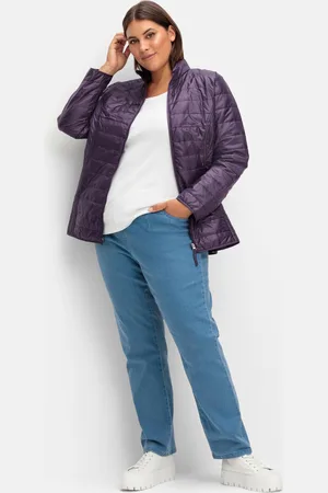 Sheego Gerade Jeans mit Smokbund und Used-Effekten, , Gr.40