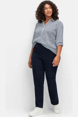 Sheego Gerade Cordhose mit Gummizugbund, , Gr.44