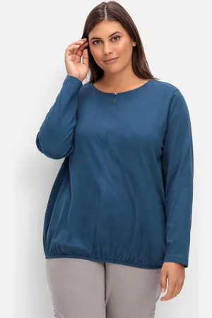 Sheego Langarmshirt mit Gummizug am Saum, , Gr.42