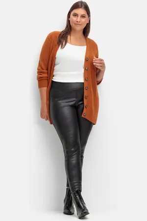 Sheego Leggings in glänzender Lederoptik, , Gr.40