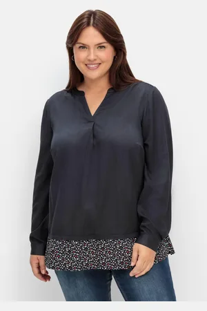 Sheego 2-in-1-Tunika mit gemustertem Saum, , Gr.40