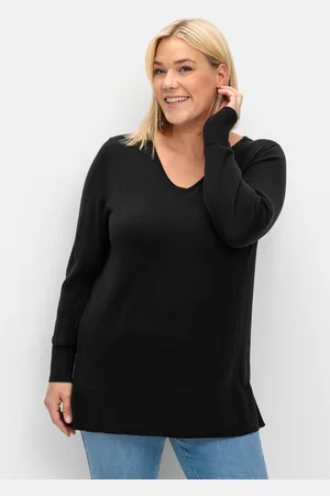 Sheego Pullover aus leichtem Strick, mit V-Ausschnitt, , Gr.40/42