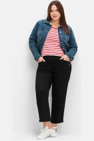 Sheego Gerade Twillhose in Curvy-Schnitt PIA, mit Biesen vorn, , Gr.42