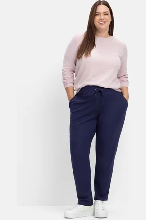 Sheego Joggpants mit Rundum-Dehnbund und Bindeband, , Gr.40