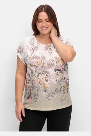 Sheego Shirt mit Blumenprint, in bügelfreier Qualität, , Gr.40