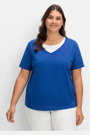 Sheego Kurzarmshirt in Layeroptik mit Ziernieten, , Gr.40