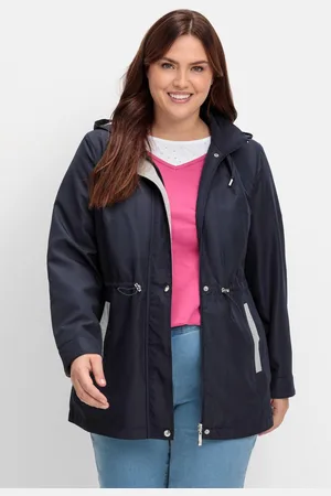 Sheego Übergangsjacke mit Kapuze und Kontrastdetails, , Gr.40