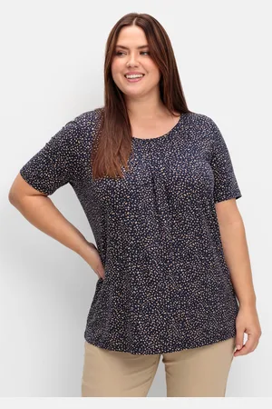 Sheego Shirt mit Tupfen-Alloverdruck und gelegten Falten, , Gr.40