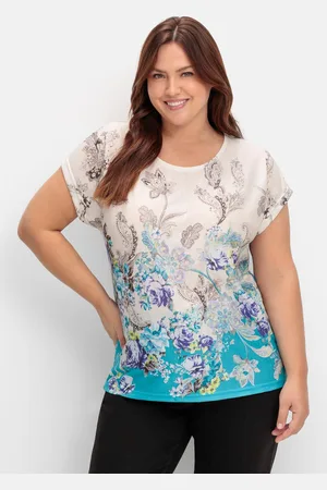 Sheego Shirt mit Blumenprint, in bügelfreier Qualität, , Gr.40