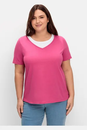Sheego Kurzarmshirt in Layeroptik mit Ziernieten, , Gr.40