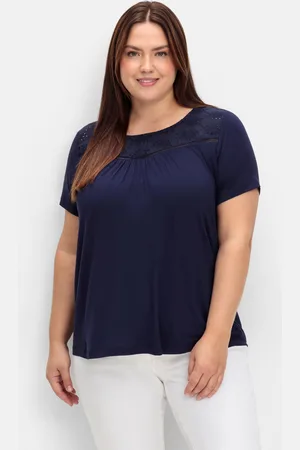Sheego Shirt mit Spitzeneinsatz, aus Viskosejersey, , Gr.40