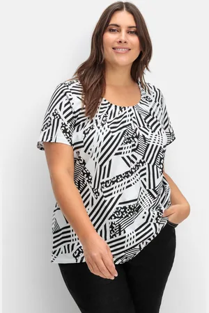 Sheego Longshirt in A-Linie, mit grafischem Muster, , Gr.40