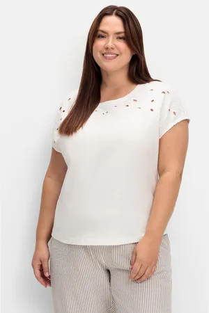 Sheego Shirt mit Lochstickerei, , Gr.40