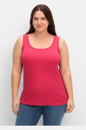 Sheego Tanktop aus Baumwolle, mit Rundhalsausschnitt, , Gr.40