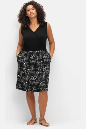Sheego Jerseykleid in Wickeloptik, mit V-Cut hinten, , Gr.40