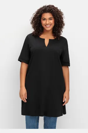 Sheego Longshirt mit geschlitztem Ausschnitt, , Gr.40/42