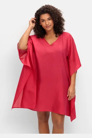 Sheego Strandtunika im Poncho-Schnitt, leicht transparent, , Gr.40/42