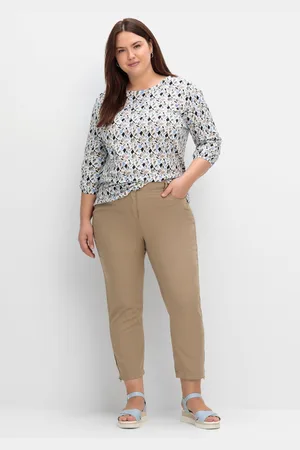 Sheego Schmale 7/8-Jeans mit Dehnbund und Zipper am Saum, , Gr.40