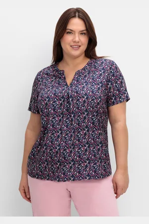 Sheego Tunika mit Minimalprint und kurzen Ärmeln, , Gr.40