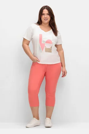 Sheego 3/4-Jeans mit Zierschnürung hinten am Saum, , Gr.40