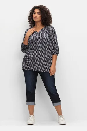 Sheego Schmale 7/8-Jeans mit Kontrasttape innen am Saum, , Gr.40