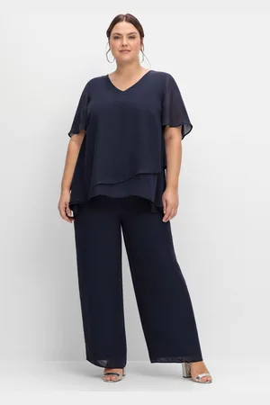 Sheego Georgette-Overall im Lagenlook, mit weitem Bein, , Gr.40