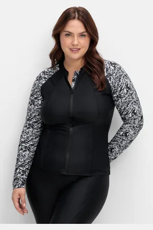 Sheego Badeshirt mit langen Ärmeln und Reißverschluss, , Gr.50E